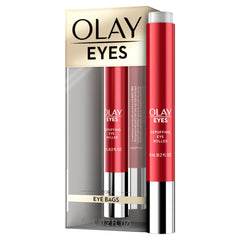 OLAY Eye Treatment Roller close-up showing cooling micro-rollers for puffiness relief.