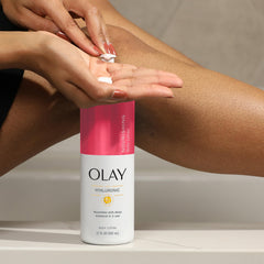 Olay Nourishing and Hydrating Body Lotion 4-pack packaging displays countertop-ready convenience