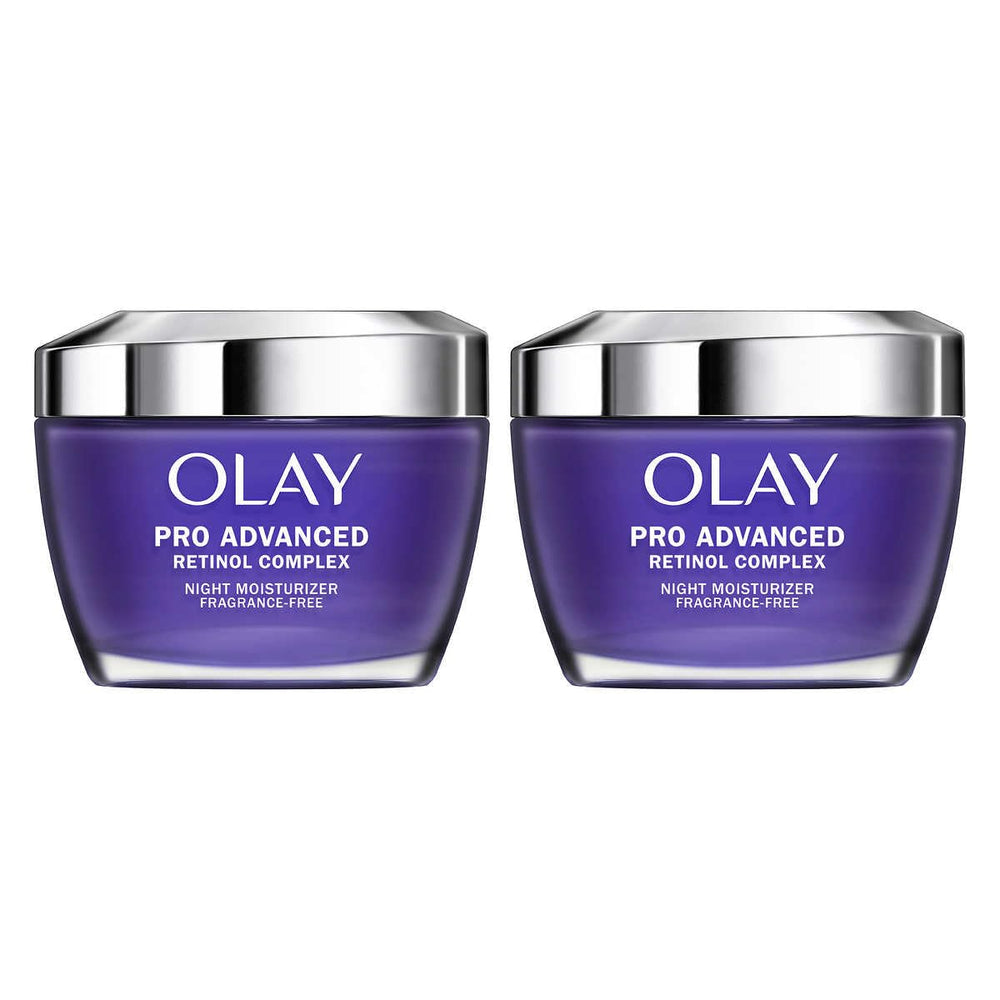 Olay Pro Advanced Retinol Complex Night Moisturizer jar for overnight rejuvenation and smoother texture