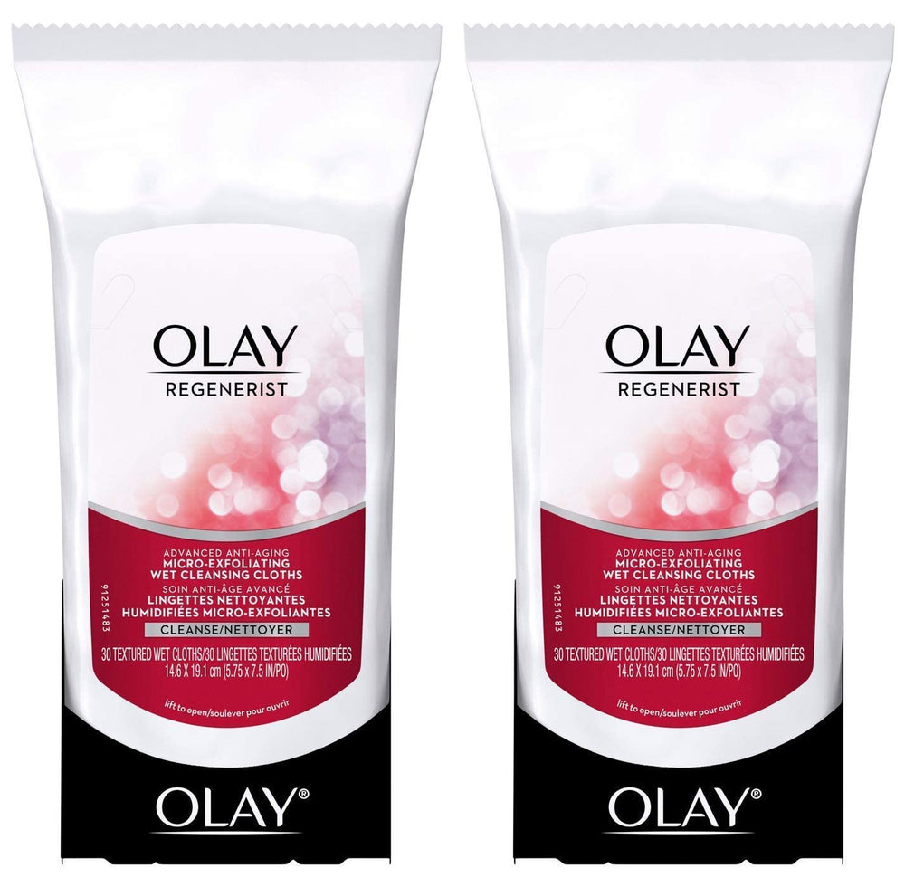 OLAY Regenerist cloths close-up showing exfoliating texture and cleansing action