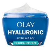 Olay Regenerist Hyaluronic + Peptide 24 gel jar delivers long-lasting hydration.