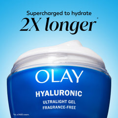 Close-up of gel texture showing smooth, non-sticky hydration from Olay Regenerist.