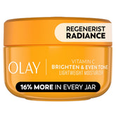 Olay Regenerist Radiance Vitamin C jar close-up highlighting brightening formula for even-toned skin