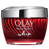 Olay Regenerist Whip jar closeup with whipped texture delivering lightweight hydration