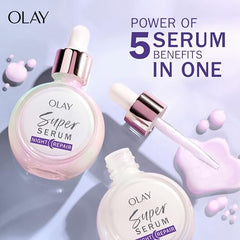 Olay Super Serum Night Repair Fragrance Free jar lid demonstrates controlled, clean dispensing