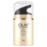Olay Total Effects 7-in-1 Day Cream SPF 15 tube front shows daily hydration and sun protection.