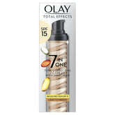 Olay Total Effects bottle pump closeup for clean, hygienic daily moisturizer application.