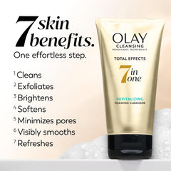 Olay Total Effects foam texture on hand illustrating gentle exfoliating lather