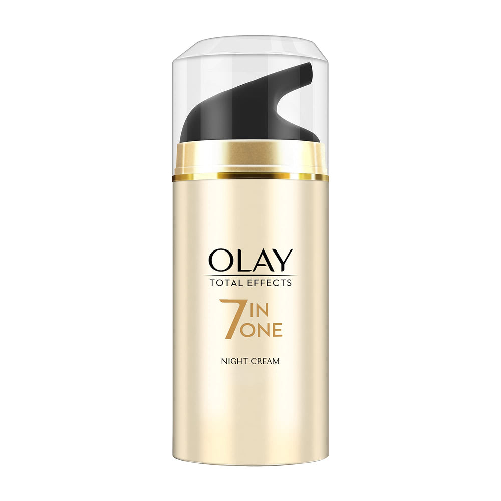 Olay Total Effects night-firming cream jar shows creamy overnight nourishment and firmer look