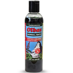 Olbas bath bottle pour shows aromatic Swiss formula for relaxation.