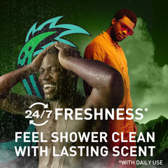 Old Spice 24-7 Shower Fresh image suggests all-day confidence after showers.