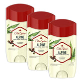 Old Spice Alpine antiperspirant bottle for all-day freshness.