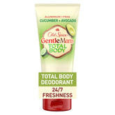 Old Spice crema desodorante para cuerpo, enfoque en empaque visible y uso total con frescura.