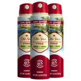 Old Spice Fiji dry spray bottle closeup for all-day freshness.
