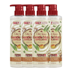 Old Spice GentleMan's Collection exfoliating body wash bottle showing sandalwood aloe scent for daily refresh.