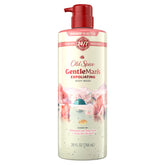 Old Spice GentleMan's exfoliating body wash bottle shows hydrating formula for daily use