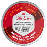 Old Spice Barber's Blend Putty puck shows high hold and matte finish for natural style