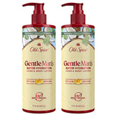Old Spice Hand & Body Lotion for Men packaging highlights 2-pack value and Gentleman's Blend hydration.