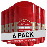 Old Spice Steel Titan bottle front highlights durable design for all-day protection.