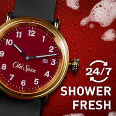 Old Spice Swagger 3X Defense bottle packaging shows long-lasting shower-clean vibe.