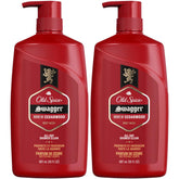 Old Spice Swagger body wash bottle pour shows lime and cedarwood scent for refreshed skin.