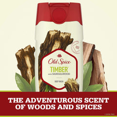 Old Spice Timber bottle label close-up highlighting Fresher Collection branding.