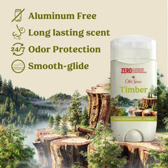 Old Spice Timber deodorant pack of 3 highlights odor protection value.