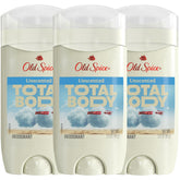 Old Spice Total Body Deodorant 3-pack packaging for bulk daily freshness.