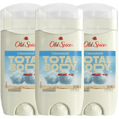 Old Spice Total Body Deodorant 3-pack packaging for bulk daily freshness.