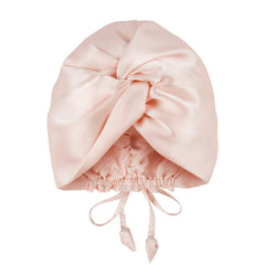 OLESILK silk bonnet pink front view highlights luxurious comfort and frizz control.