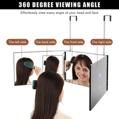 OLIBUY 3 Way Mirror with adjustable hooks for versatile hanging options.