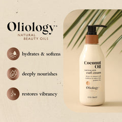 Oliology botanically infused formula highlights coconut oil and antioxidants for softer waves.