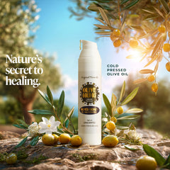 Olive Gold 03 hands applying lotion demonstrates daily moisturization for skin softness.