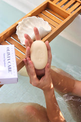 Olivia Care gift box inside—four bars with Provence fragrance and eco-friendly packaging.