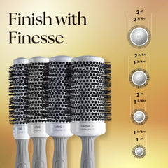 Olivia Garden ceramic-ion round brush ci-55 white-gray barrel close-up for shine