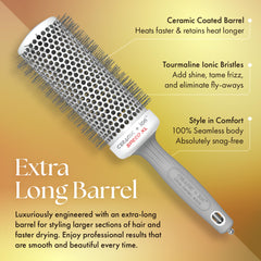 Olivia Garden Ceramic Ion Speed XL brush ergonomic-handle provides comfortable grip for longer styling sessions.