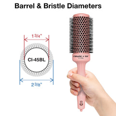 Olivia Garden CI-45BL barrel close-up highlights large airflow holes for quicker styling
