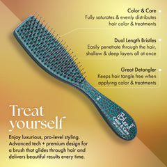 Olivia Garden iBlend IB-2 teal brush dual-bristles penetrate layers for thorough coverage.