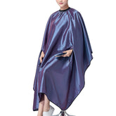 OLizee haircut cape purple front view with full coverage for cuts