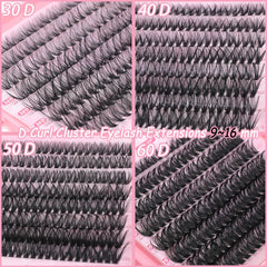 OLLAVO lash clusters kit 9-16mm mix demonstrates wispy and fluffy styles