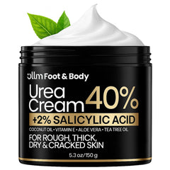OLL M Urea Cream 40% feet bottle shows maximum hydration for dry, cracked heels.