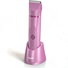 OLOV Electric Body Hair Trimmer multipurpose view shows skin-friendly ceramic blades for precise grooming