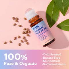 Olvaxin brown glass bottle preserves purity of organic castor oil.