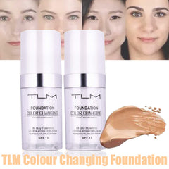 omaky tlm colour-changing swatch illustrates white-to-skin tone transition for natural coverage.