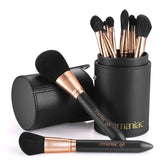 OMANIAC makeup brush set with pearlescent wood handles for precise application