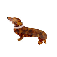OMG Decor Dachshund hair clip closeup showing non-slip acetate for secure styling.