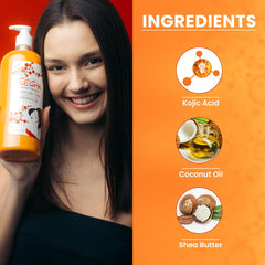 OMIC Geisha bottle back label lists usage and key skin benefits.