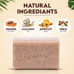 OMIC Lighten-Up lather on skin demonstrates creamy cleanse with exfoliation.
