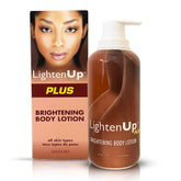 OMIC Lighten-Up lotion bottle demonstrates easy daily moisturizing.
