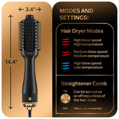OMOteam Blowout Brush Hair Dryer automatic dual-voltage for worldwide use